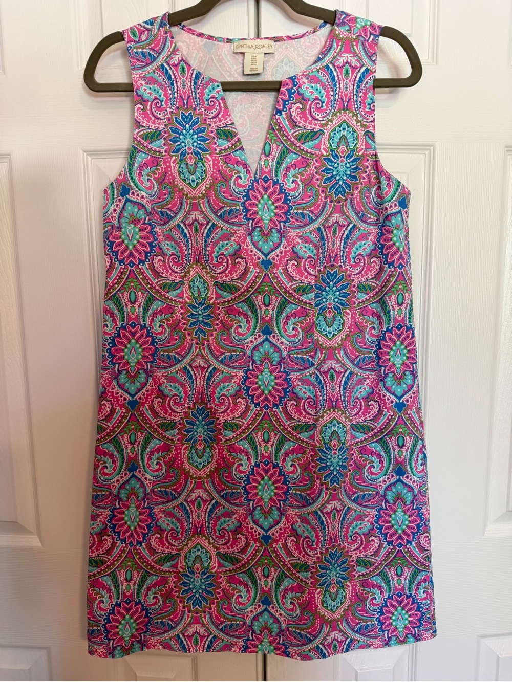 Cynthia Rowley Pink & Turquoise Paisley Shift Dress